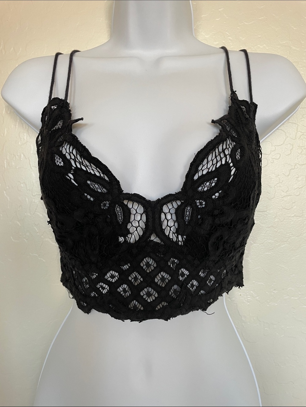 Free People Black Lace Crochet Bralette